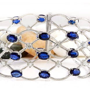 21.97 CTW Natural Sapphire 14K Solid White Gold Bracelet: 21.97 CTW Natural Sapphire 14K Solid White Gold Bracelet Manufacturer's Suggested Retail Price: $ 7500.00 21.97 Carat Natural Sapphire 14K Solid White Gold Diamond Bracelet Item Type: Bracelet