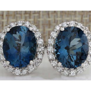 8.55CTW Natural Topaz And Diamond Earrings 14K Solid White Gold: 8.55CTW Natural Topaz And Diamond Earrings 14K Solid White Gold Manufacturer's Suggested Retail Price: $ 3100.00 Stamped: 14K Total Earring Weight: 3.5Grams Diamond Weight: Total Natural