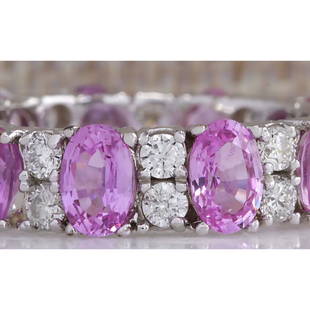 7.71 CTW Natural Pink Ceylon Sapphire Diamond Ring 18K Solid White Gold: 7.71 CTW Natural Pink Ceylon Sapphire Diamond Ring 18K Solid White Gold Manufacturer's Suggested Retail Price: $ 5000.00 Stamped: 18K Ring Size: 7.5 Total Ring Weight: 4.5Grams Diamond