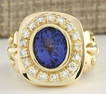 5.52 CTW Natural Mens Blue Tanzanite And Diamond Ring 14k Yellow Gold