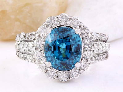 7.70 CTW Natural Zircon 14K Solid White Gold Diamond Ring