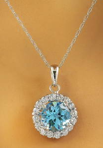 1.82 CTW Topaz 18K White Gold Diamond Necklace