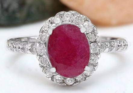 2.83 CTW Natural Ruby 14K Solid White Gold Diamond Ring: 2.83 CTW Natural Ruby 14K Solid White Gold Diamond Ring Manufacturer's Suggested Retail Price: $ 4000.00 2.83 Carat Natural Ruby 14K Solid White Gold Diamond Ring Item Type: Ring Item Style: