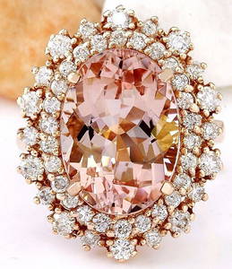 8.15 CTW Natural Morganite 14K Solid Rose Gold Diamond Ring