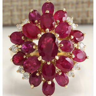 6.04Tw Natural Red Ruby And Diamond Ring 14K Solid Yellow Gold: 6.04Tw Natural Red Ruby And Diamond Ring 14K Solid Yellow Gold Manufacturer's Suggested Retail Price: $ 3600.00 Stamped: 14K Ring Size: 7 Total Ring Weight: 6 Grams Diamond Weight: Total