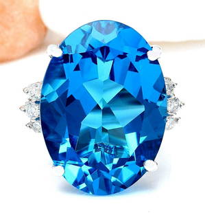 23.15 CTW Natural Topaz 14K Solid White Gold Diamond Ring: 23.15 CTW Natural Topaz 14K Solid White Gold Diamond Ring Manufacturer's Suggested Retail Price: $ 2600.00 23.15 Carat Natural Topaz 14K Solid White Gold Diamond Ring Item Type: Ring Item