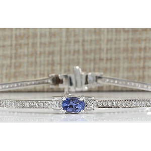 3.75CTW Natural Tanzanite And Diamond Bracelet In 18K Solid White Gold