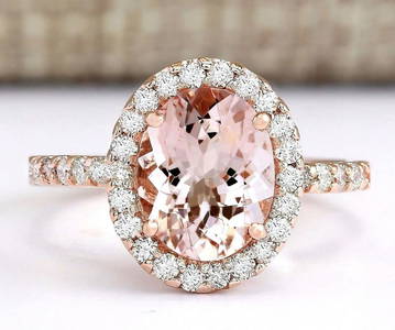 2.67 CTW Natural Morganite And Diamond Ring In 18K Rose Gold