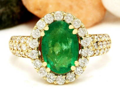 3.78 CTW Natural Emerald 14K Solid Yellow Gold Diamond Ring: 3.78 CTW Natural Emerald 14K Solid Yellow Gold Diamond Ring Manufacturer's Suggested Retail Price: $ 4900.00 3.78 Carat Natural Emerald 14K Solid Yellow Gold Diamond Ring Item Type: Ring 