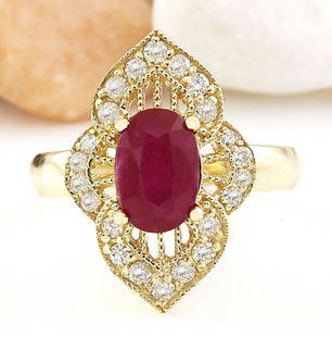 2.50 CTW Natural Ruby 18K Solid Yellow Gold Diamond Ring: 2.50 CTW Natural Ruby 18K Solid Yellow Gold Diamond Ring Manufacturer's Suggested Retail Price: $ 3300.00 2.50 Carat Natural Ruby 18K Solid Yellow Gold Diamond Ring Item Type: Ring Item