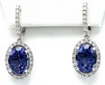 12.30 CTW Natural Tanzanite 18K Solid White Gold Diamond Earrings