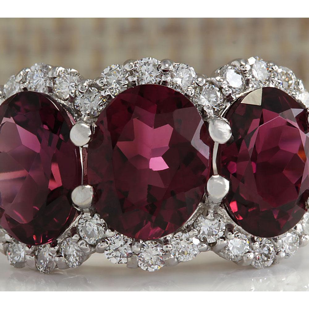6.48 CTW Natural Pink Tourmaline And Diamond Ring 18K Solid White Gold: 6.48 CTW Natural Pink Tourmaline And Diamond Ring 18K Solid White Gold Manufacturer's Suggested Retail Price: $ 4800.00 Stamped: 18K Ring Size: 7 Total Ring Weight: 7.55 Grams Diamond Weight: Total Na