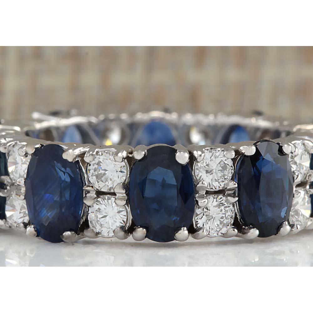 6.95 CTW Natural Blue Sapphire And Diamond Ring 18K Solid White Gold: 6.95 CTW Natural Blue Sapphire And Diamond Ring 18K Solid White Gold Manufacturer's Suggested Retail Price: $ 4000.00 Stamped: 18K Ring Size: 6.75 Total Ring Weight: 5 Grams Diamond Weight: Total Natu