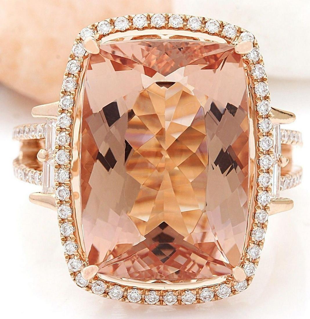 14.64 CTW Natural Morganite 14K Solid Rose Gold Diamond Ring: 14.64 CTW Natural Morganite 14K Solid Rose Gold Diamond Ring Manufacturer's Suggested Retail Price: $ 5100.00 14.64 Carat Natural Morganite 14K Solid Rose Gold Diamond Ring Item Type: Ring Item Style: