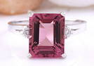 3.89 CTW Natural Tourmaline 14K Solid White Gold Diamond Ring