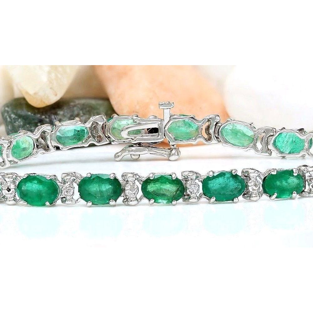 12.20 CTW Natural Emerald 18K Solid White Gold Diamond Bracelet: 12.20 CTW Natural Emerald 18K Solid White Gold Diamond Bracelet Manufacturer's Suggested Retail Price: $ 4100.00 12.20 Carat Natural Emerald 18K Solid White Gold Diamond Bracelet Item Type: Bracelet I