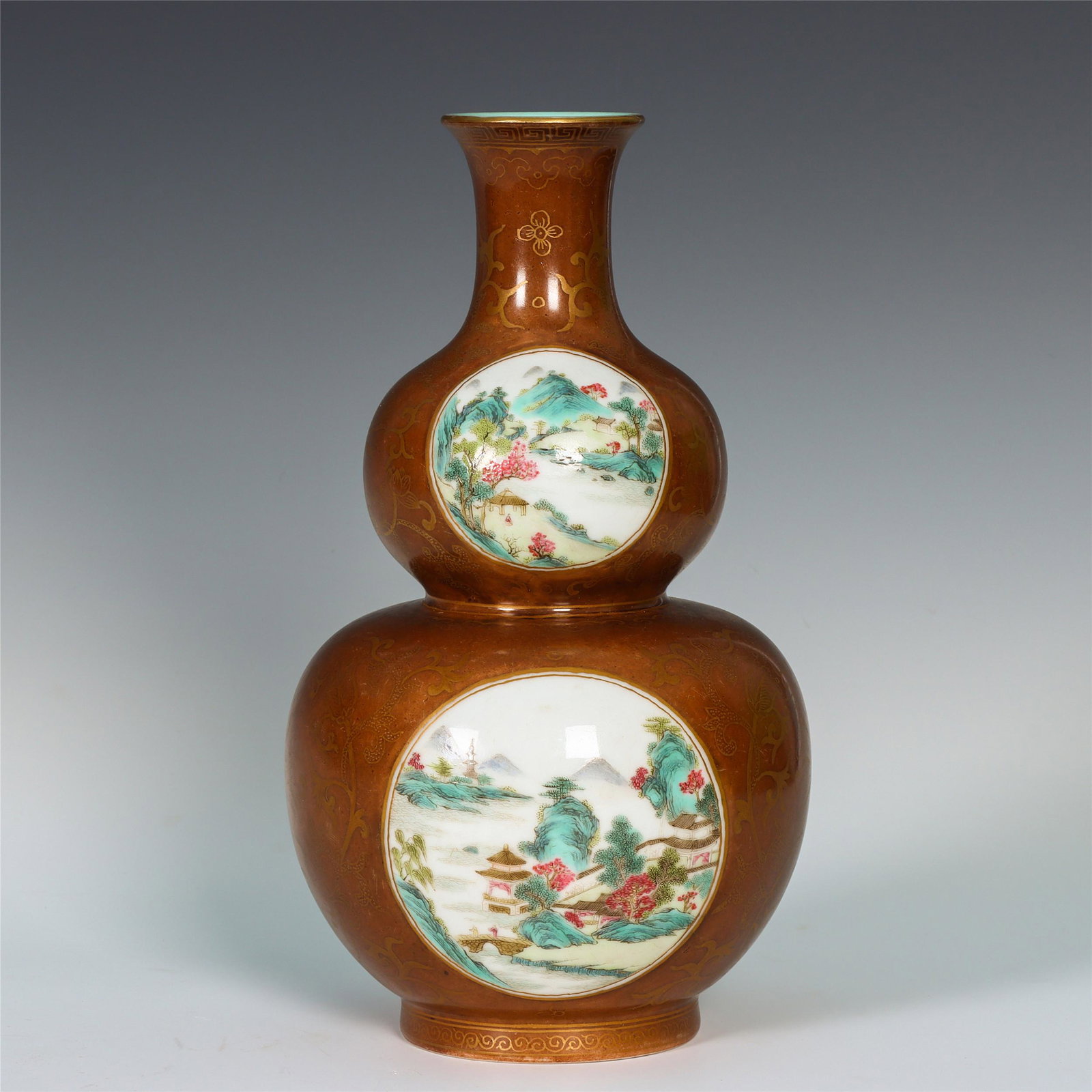 CHINESE GILT-DECORATED WITH WINDOW OPENING MOUNTAIN: Dimensions: 23 x 13 x 13 cm PROVENANCE: From The Estate of Christopher Anderson (1925-April 25, 2019) Wilkes-Barre, PA. Joined the United States Marines Corps in 1946, fought in the Battle of Chosin R
