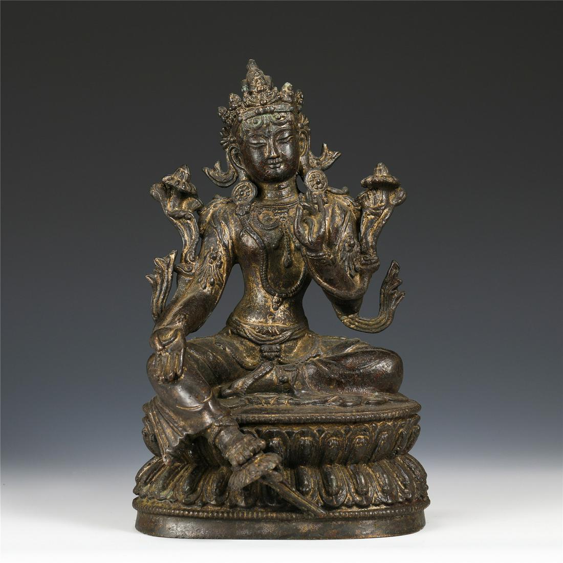 GILT BRONZE LACQUERED FIGURE OF BUDDHA (1 of 9)