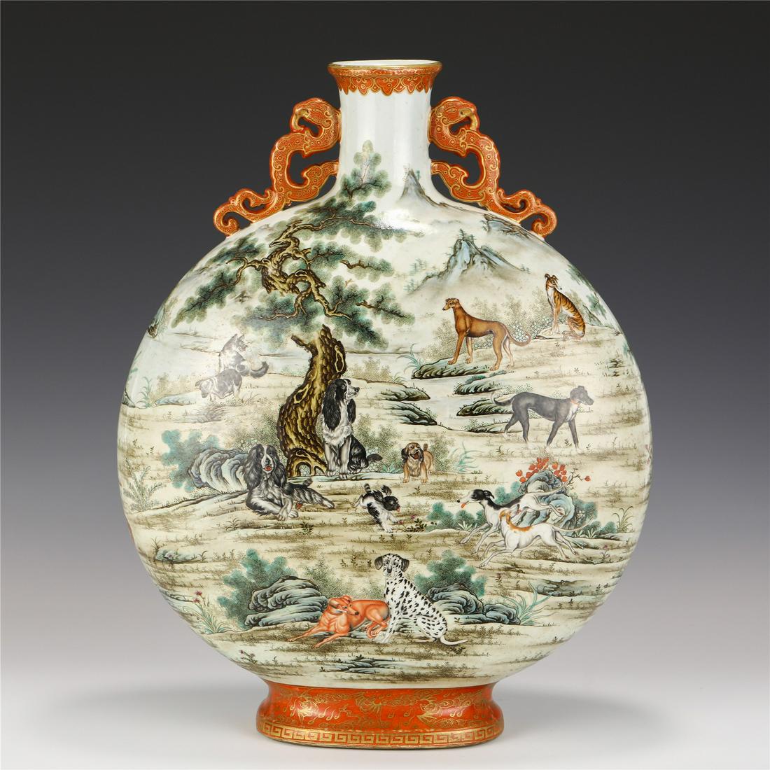 QING FAMILLE ROSE MOON FLASK VASE (1 of 10)