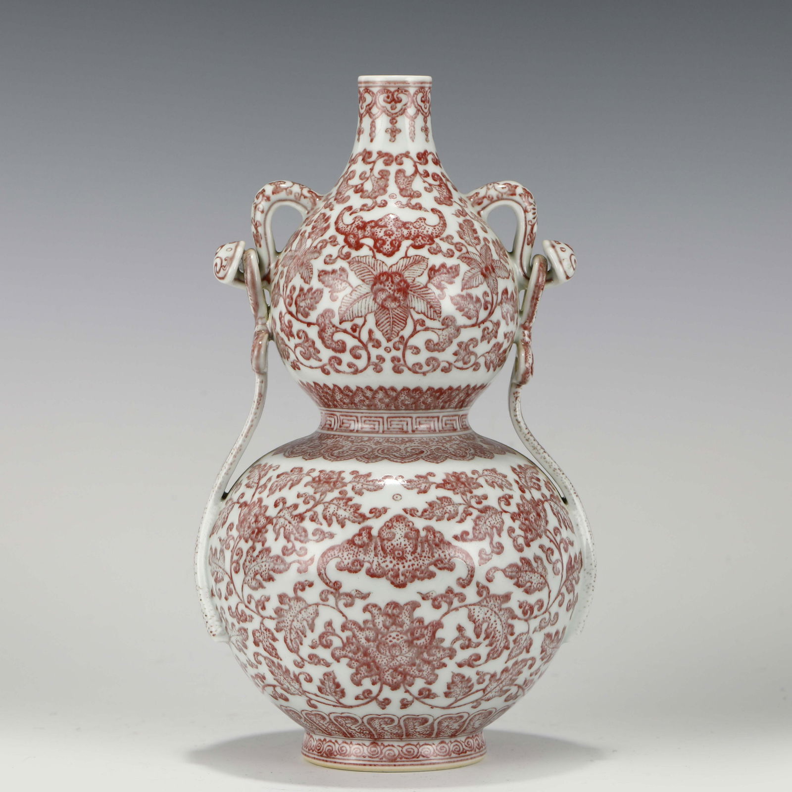 QIANLONG GLAZE RED AMPHORA GOURD VASE (1 of 10)