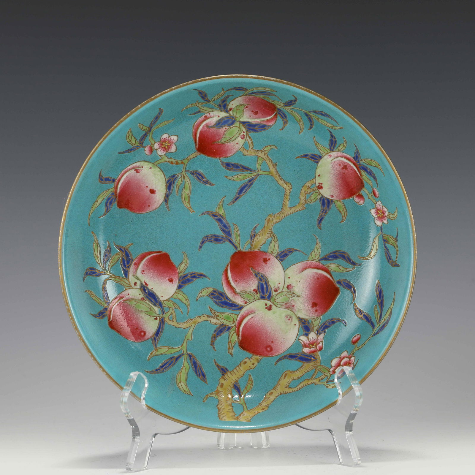 QIANLONG FAMILLE ROSE PAECH ABUNDANT PLATE (1 of 10)