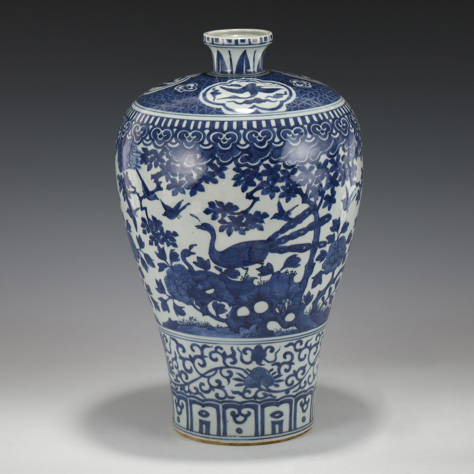 MING WANLI BLUE & WHITE PLUM BOTTLE VASE (1 of 10)