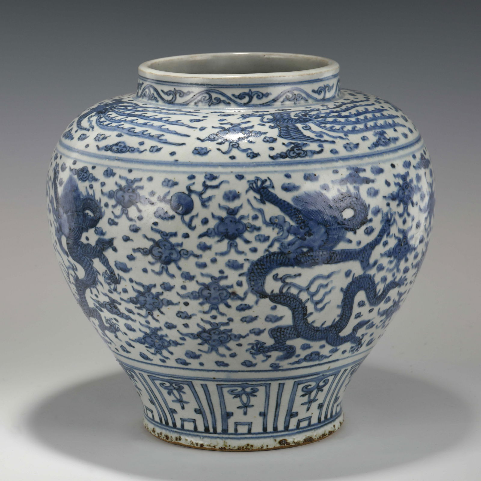 MING BLUE & WHITE DRAGON JAR (1 of 10)