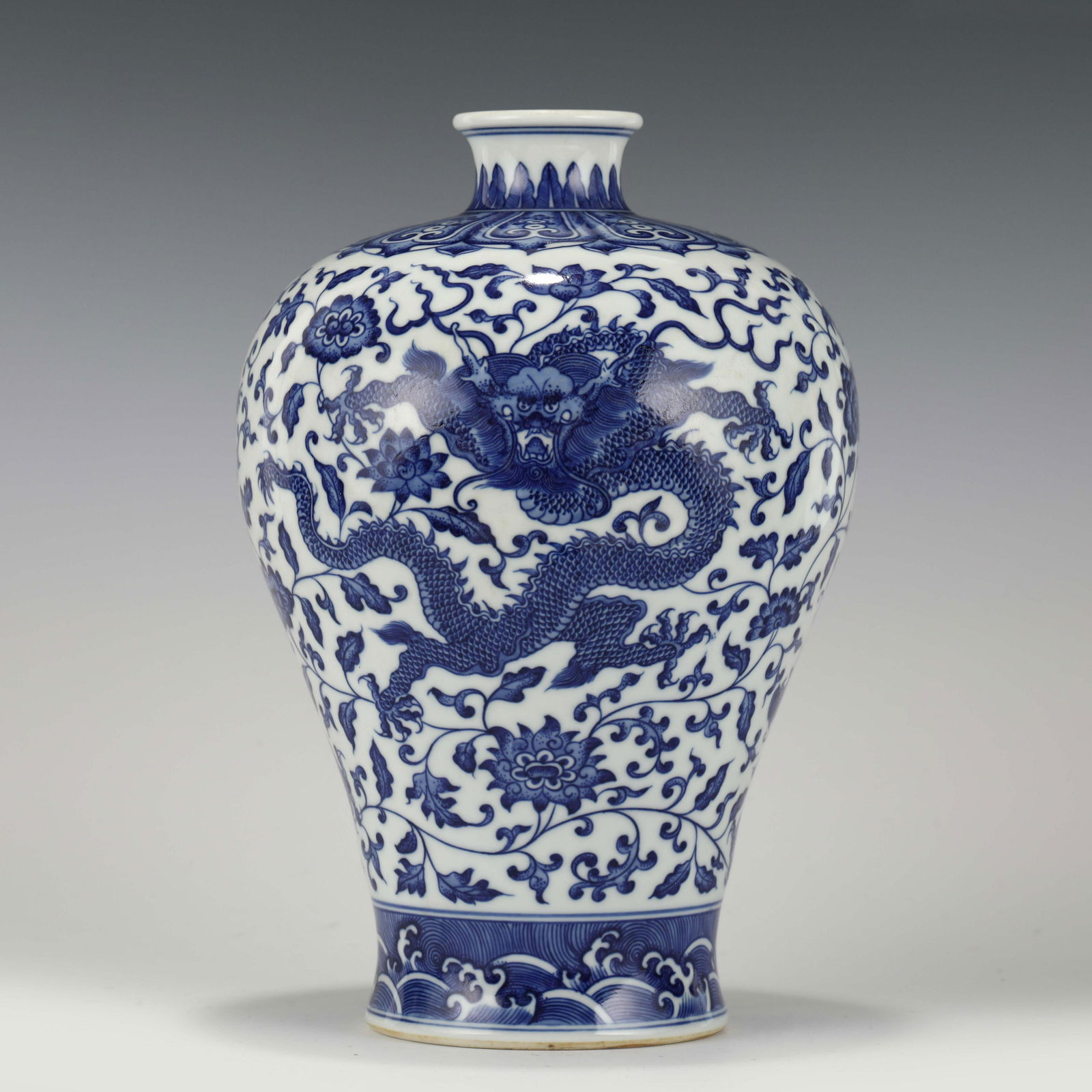 YONGZHENG BLUE & WHITE DRAGON VASE (1 of 10)