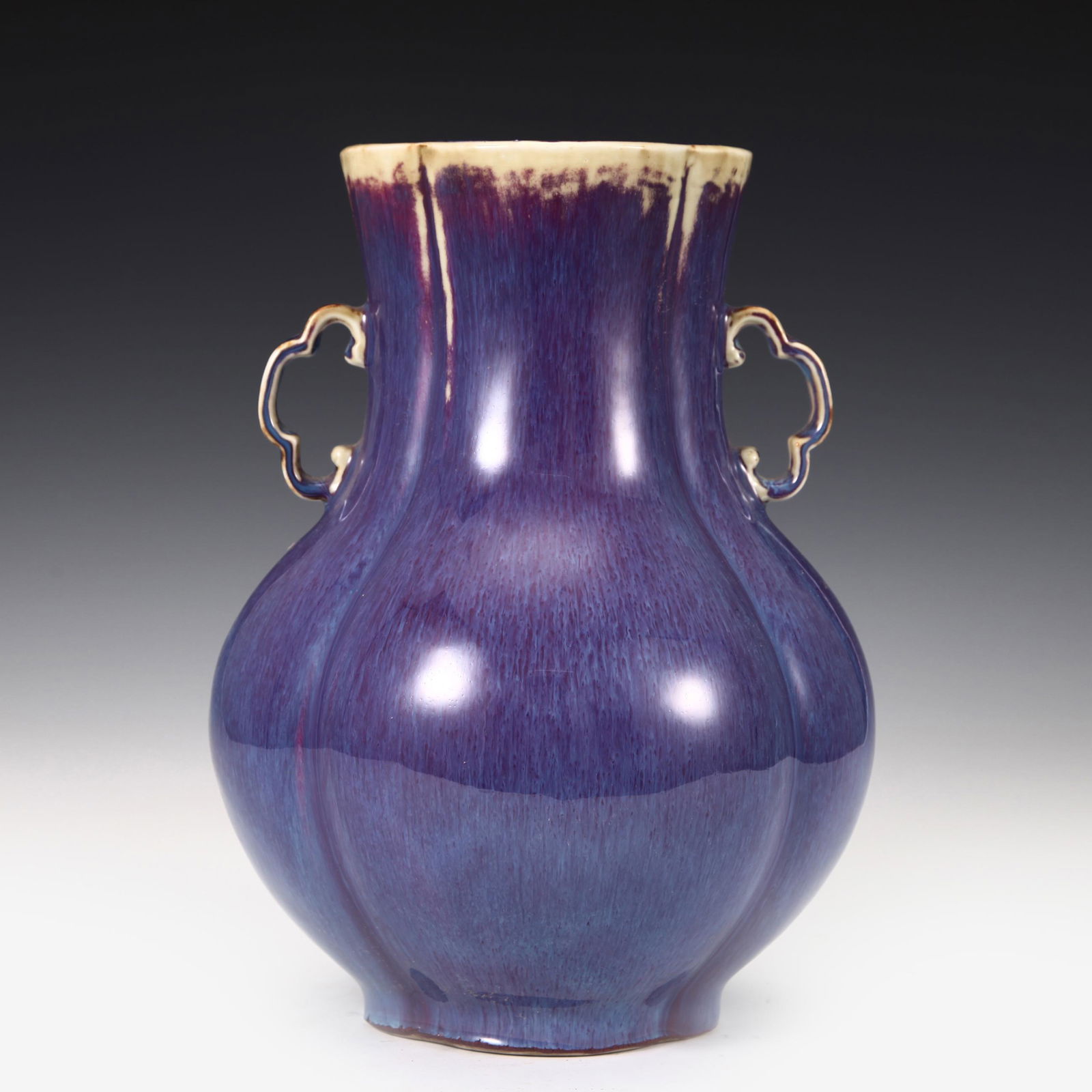 A CHINESE FLAMBE GLAZED PORCELAIN VASE (1 of 9)