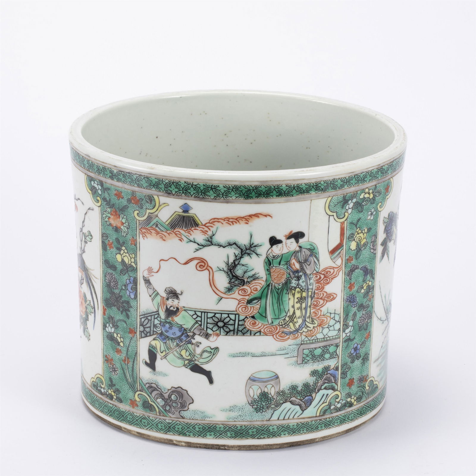 A WUCAI GLAZE PORCELAIN BRUSH POT,KANGXI (1 of 9)