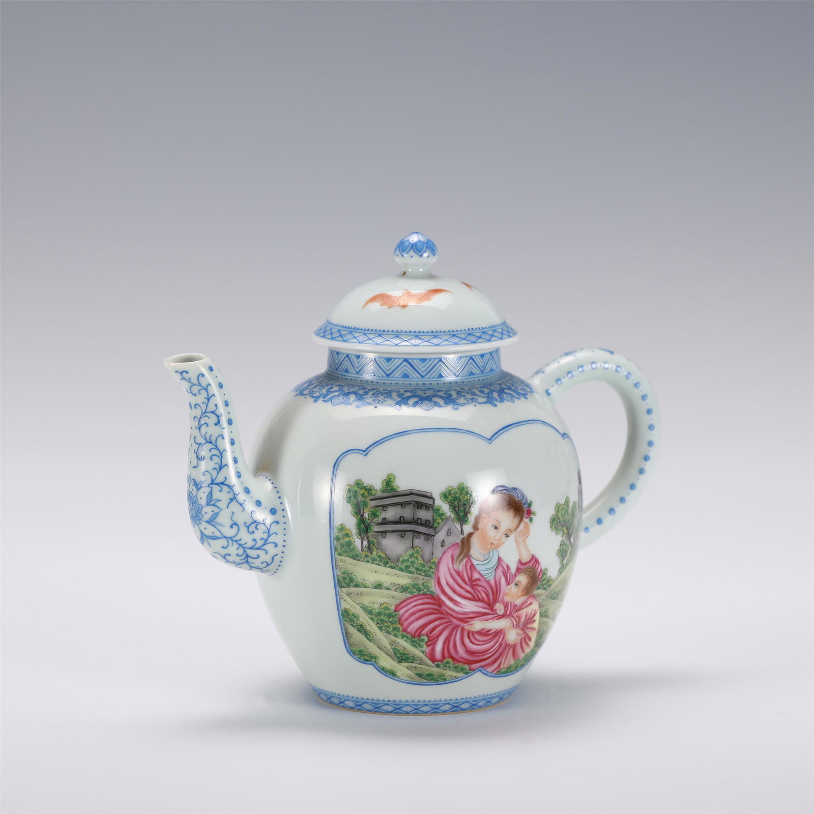 A CHINESE ENAMEL FLOWER PORCELAIN TEAPOT,QIANLONG (1 of 11)