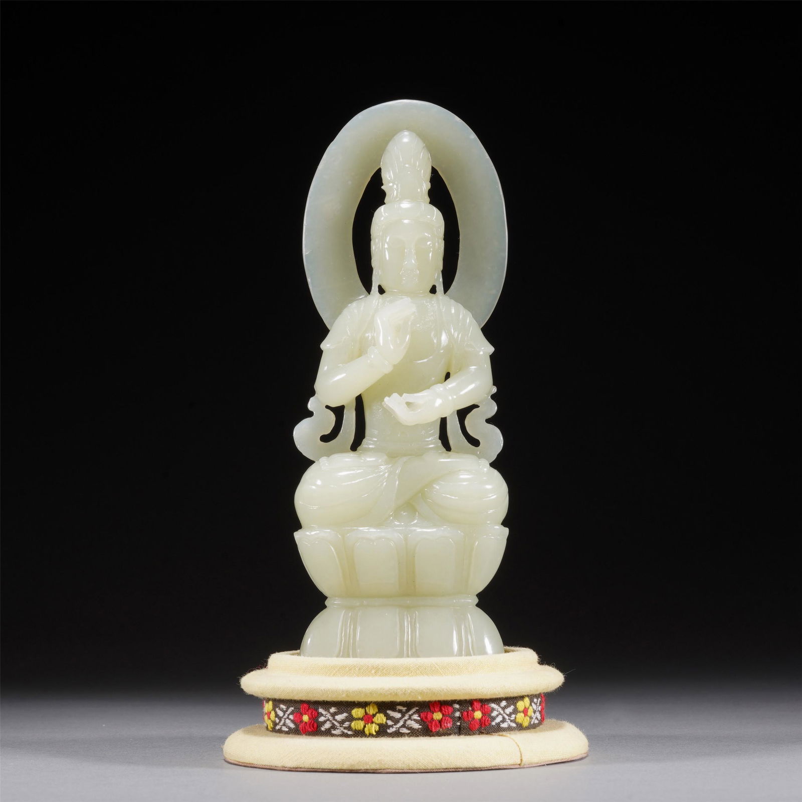 A WHITE JADE FIGURE OF BUDDHA STATUE,QING (1 of 10)