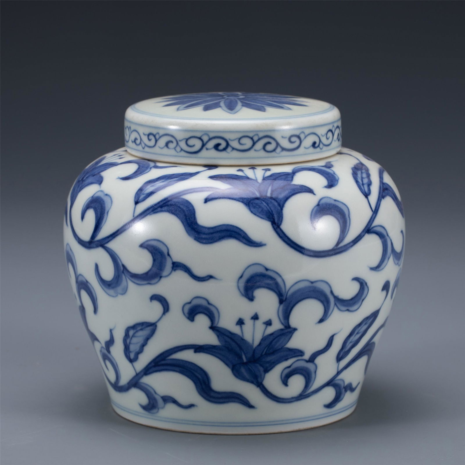A BLUE AND WHITE PORCELAIN LIDDED JAR.MING (1 of 9)