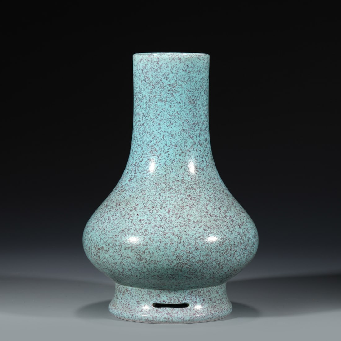 QING LU JUN GLAZED VASE: Dimensions: Width: 13.5cm, Height: 21cm Chinese Qing Dynasty QianLong Lu Jun Porcelain Vase. Potted in celestial shape vase, thick and tall, globular lower body, tapered gracefully toward straight tal
