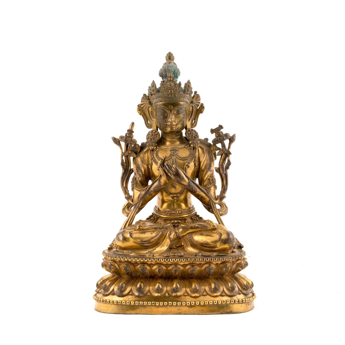 QING DYNASTY GILT BRONZE BODHISATTVA MAITREYA (1 of 7)