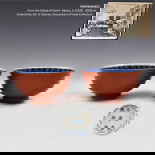 PAIR KANGXI RED MONOCHROME BOWLS: PROVENANCE: From the Estate of Gerrik Baters, Jr. of Cartersville, GA (1928 - 2020). Veteran, Accountant, Private Collector. After several attempts he found success and a path towards a new career. He