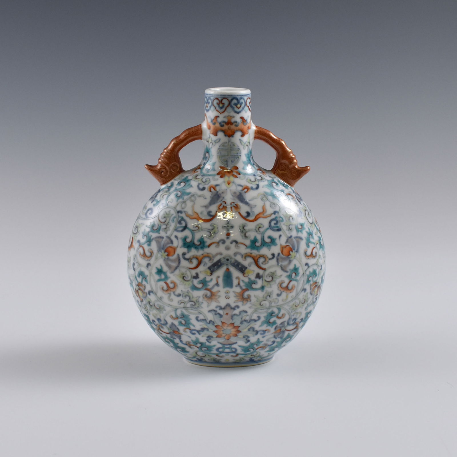QING DOUCAI BAJIXIANG MOTIF PORCELAIN MOON VASE (1 of 5)