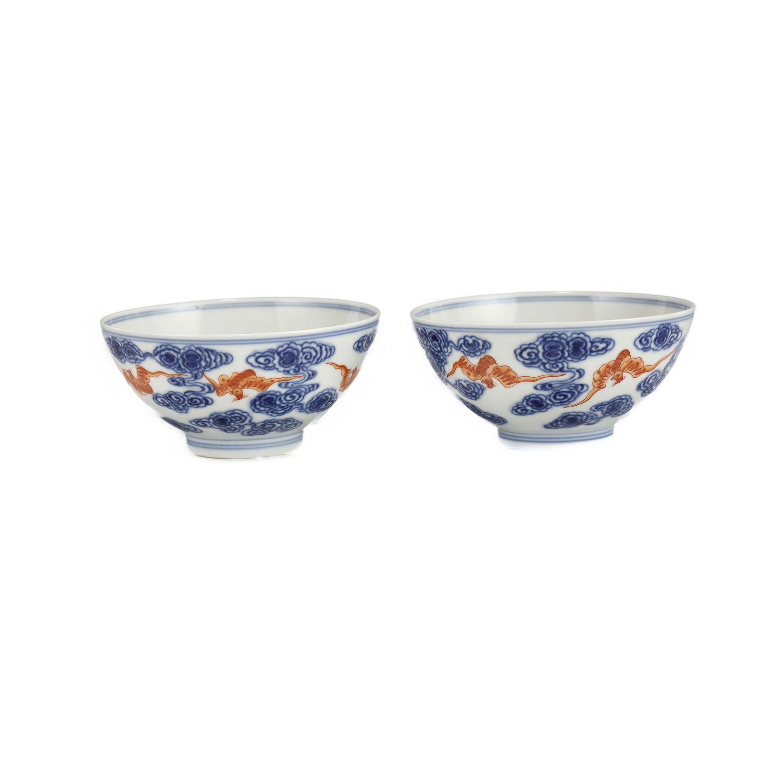PAIR OF DAOGUANG BLUE & WHITE ALUM RED BOWLS (1 of 10)