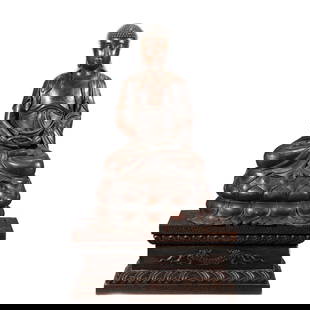 MING BRONZE SEATED BUDDHA STATUE: Dimensions: Length: 31cm, Width: 23cm, Height: 50.5 cm, Weigth: 10580g Chinese Ming Dynasty Bronze Buddha Statue. This statue of Buddha with Peaceful, smiling, beautiful and youthful, giving peaceful