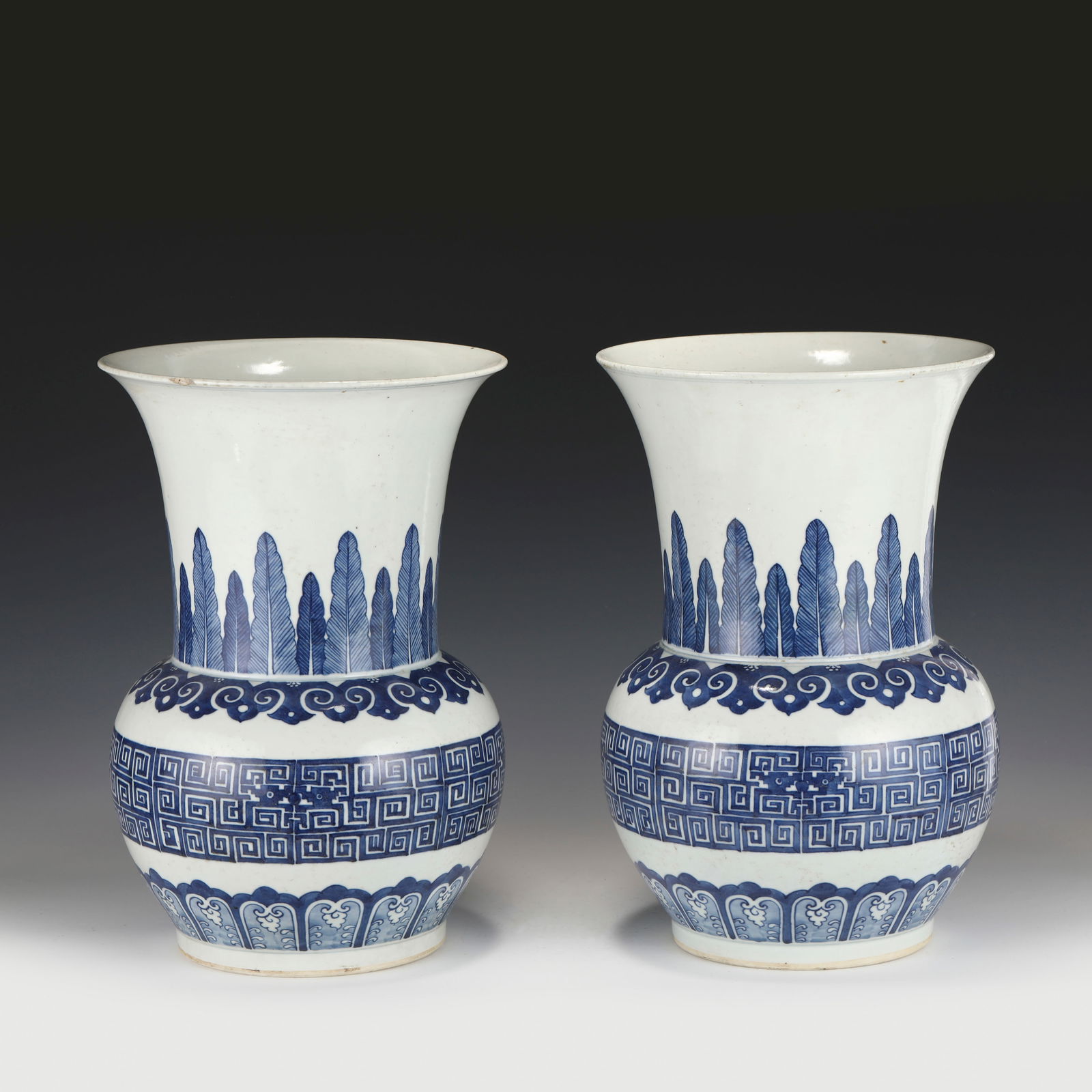 QING PAIR OF BLUE & WHITE VASE (1 of 8)