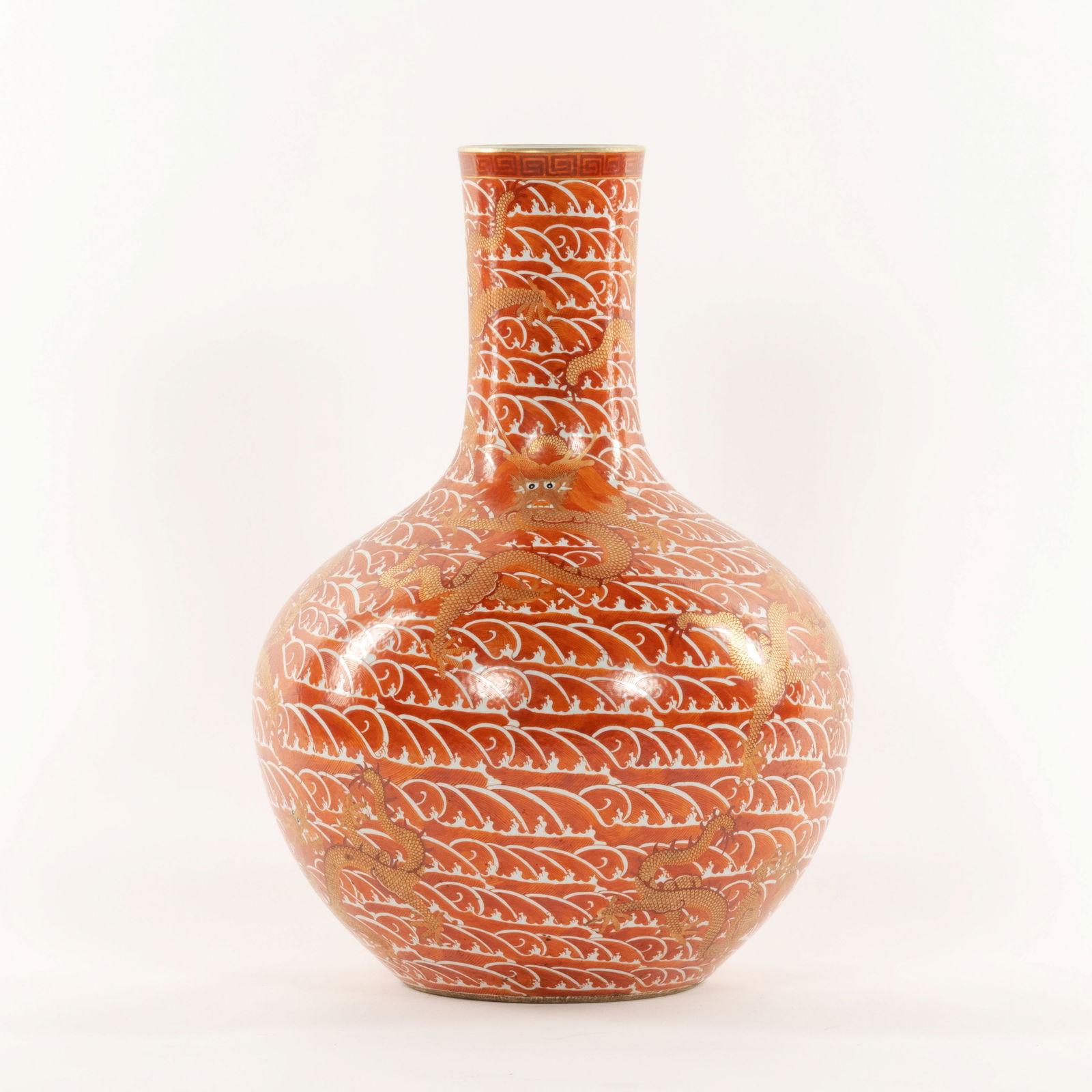 CHINESE RED UNDERGLAZED FLORAL MOTIF REWARD VASE (1 of 4)