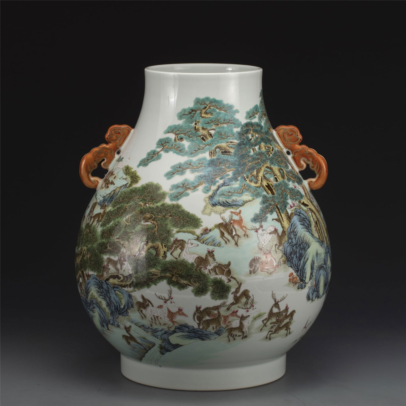 QING FAMILLE ROSE HUNDRED DEER ZUN VASE (1 of 11)