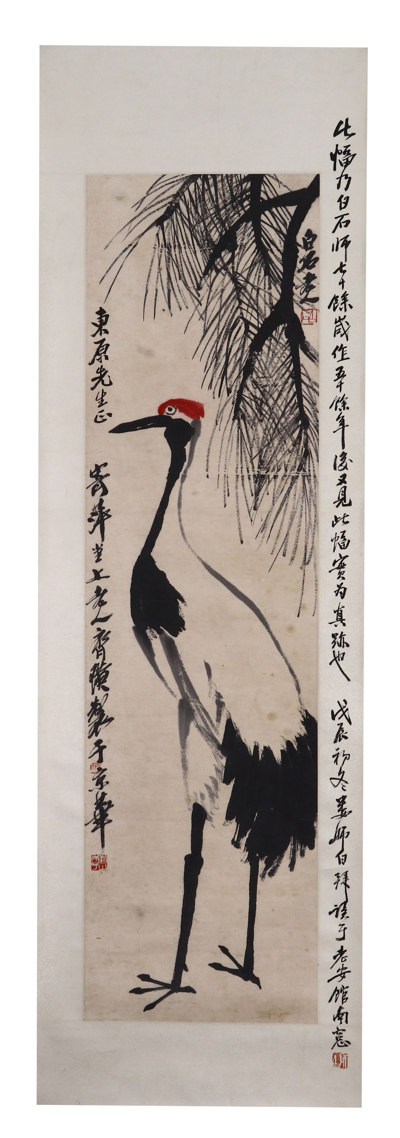 1928 QI BAISHI CRANE & PINE PAINTING (1 of 9)