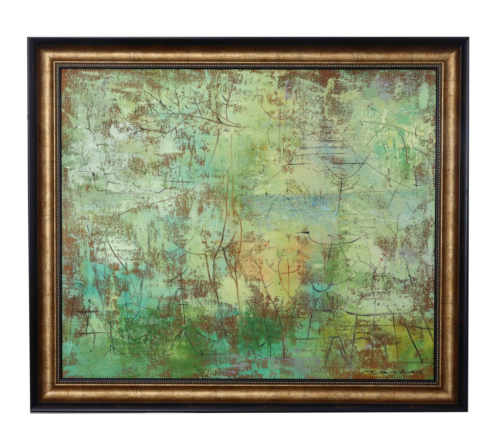 ZAO WOU-KI GREEN FOREST FRAMED OIL PAINTING (1 of 8)
