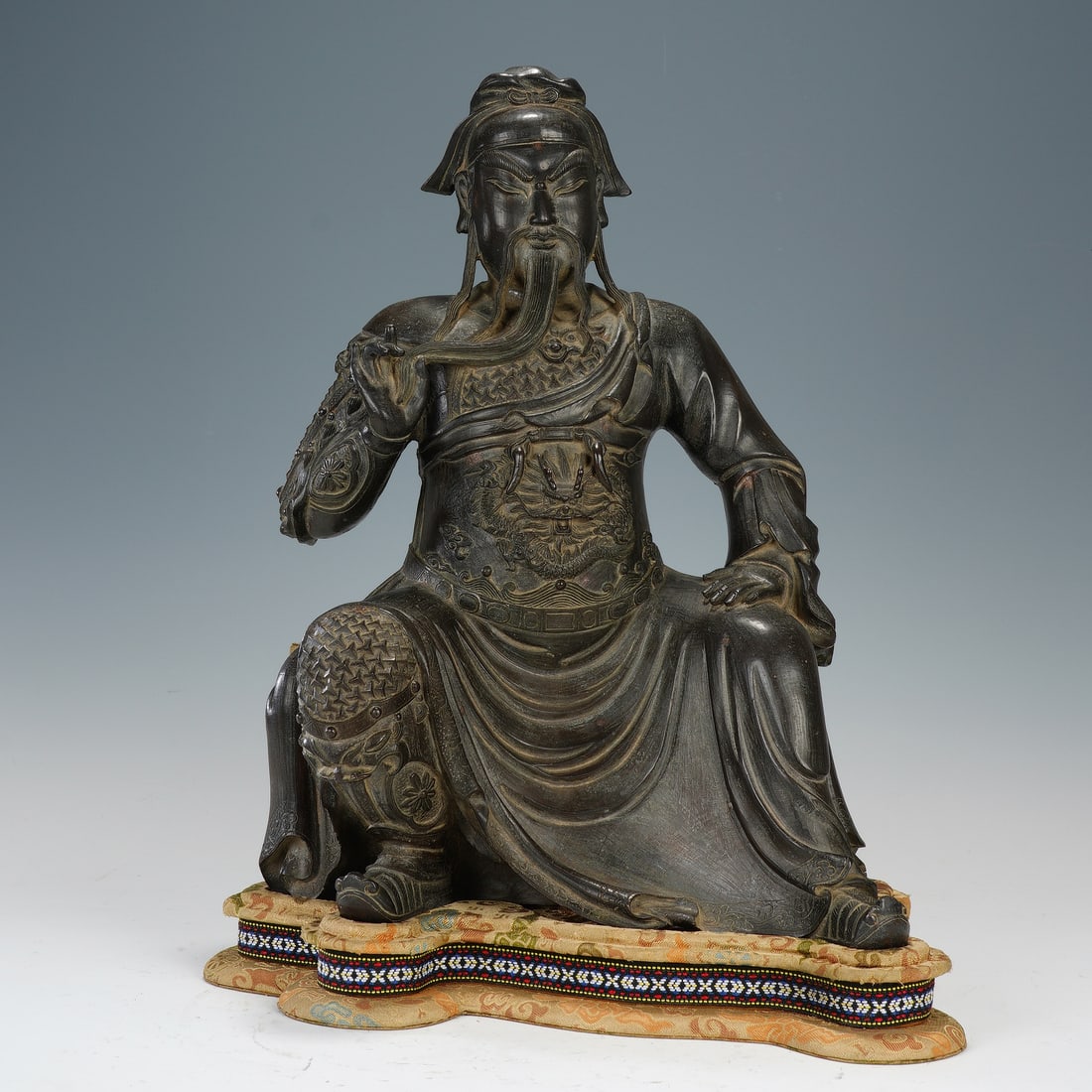 A CHINESE BRONZE GUAN YU FIGURE,  (1 of 9)