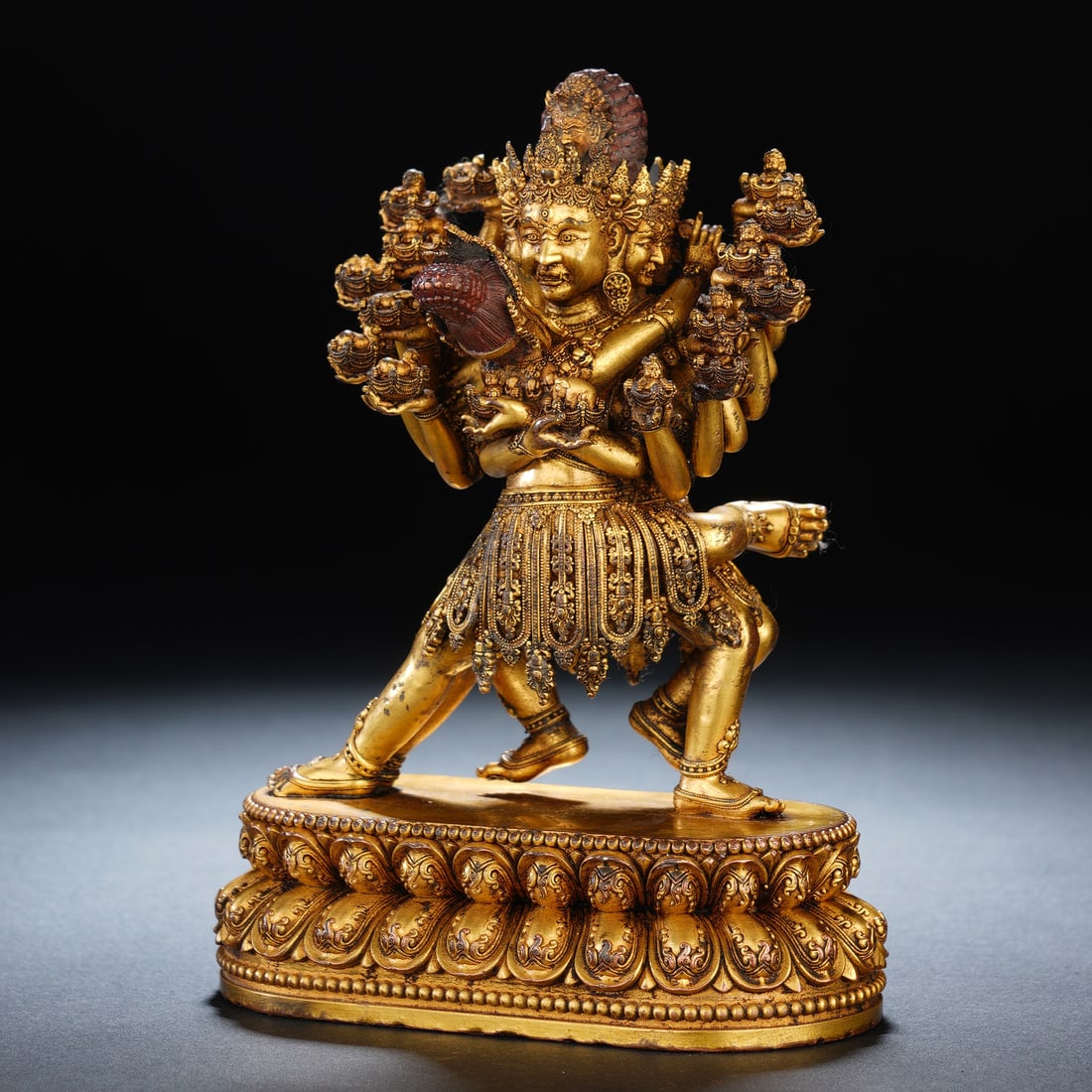 A CHINESE GILT-BRONZE YAMANTAKA STATUE (1 of 7)
