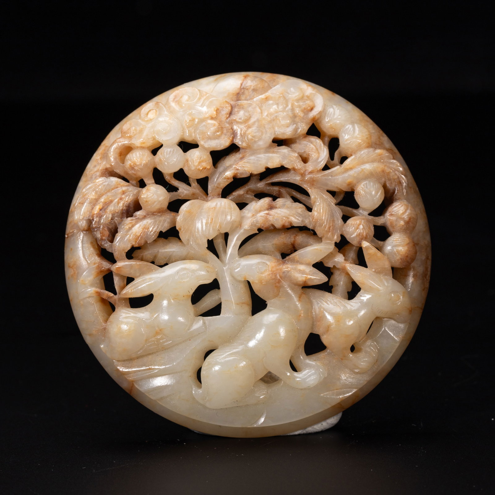 CHINESE HETIAN JADE RABBIT ROUNDEL (1 of 9)