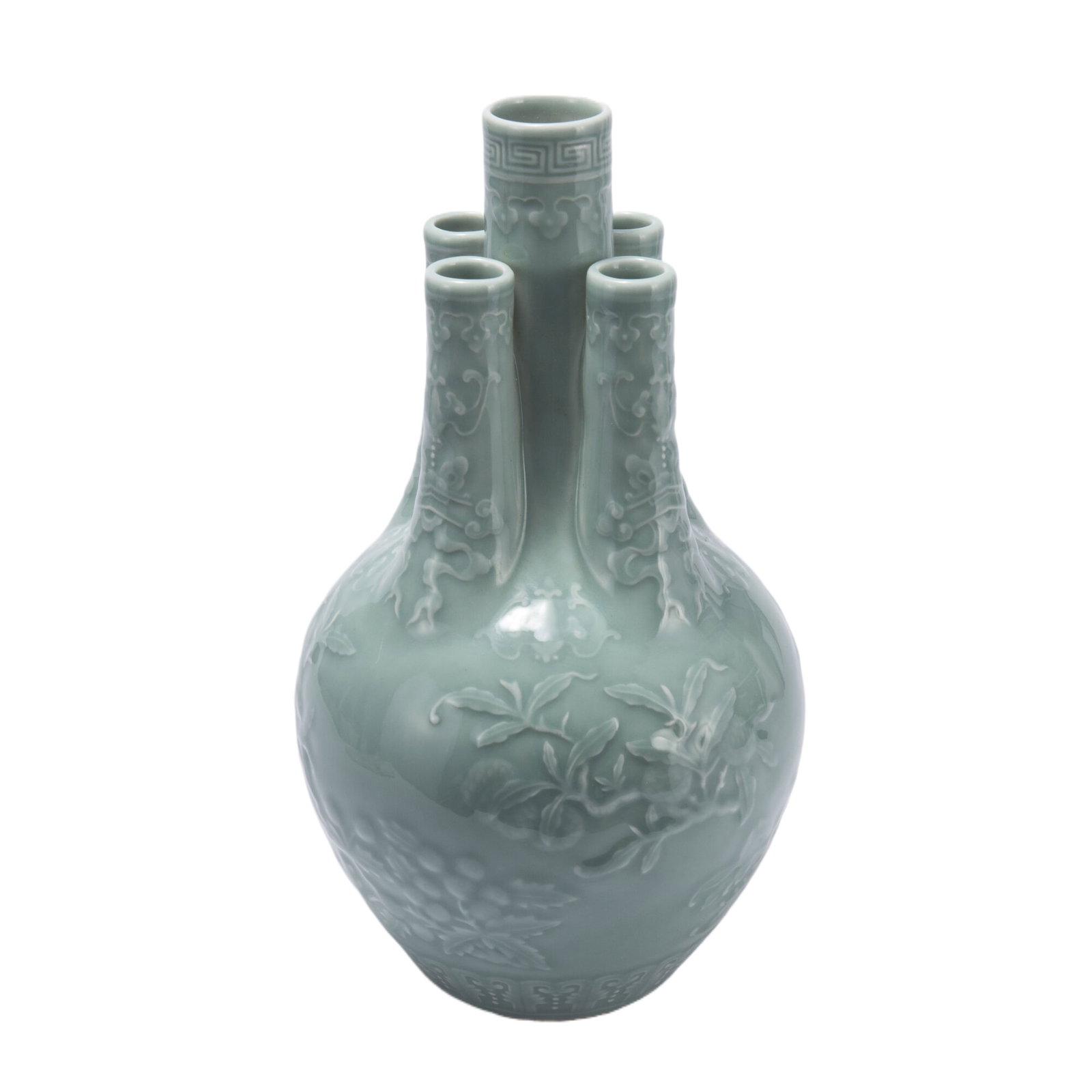 A CHINESE CELADON GLAZE FIVE SPROUTS VASE (1 of 10)