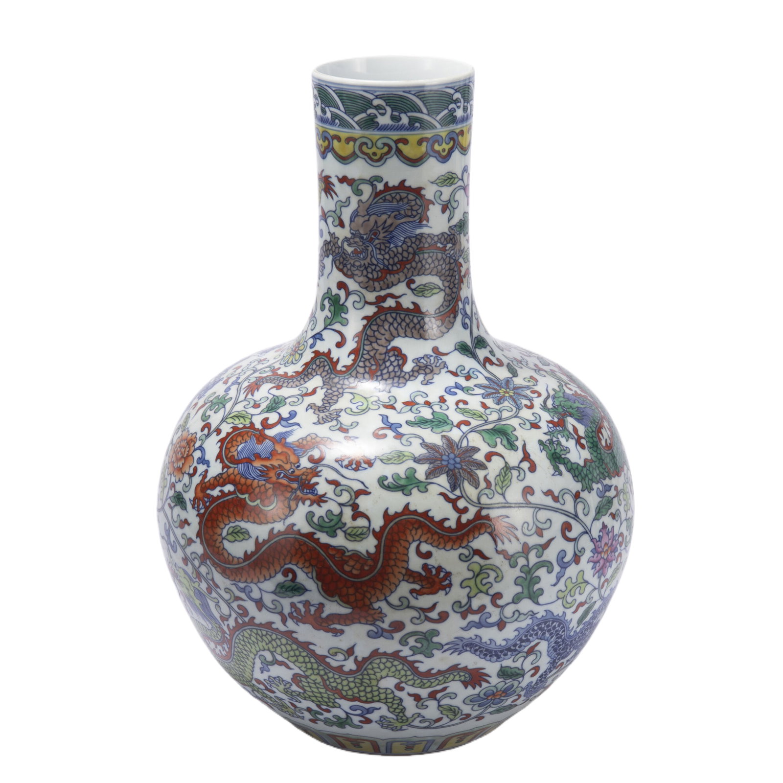A CHINESE DOUCAI GLAZE DRAGON GLOBULAR VASE (1 of 10)