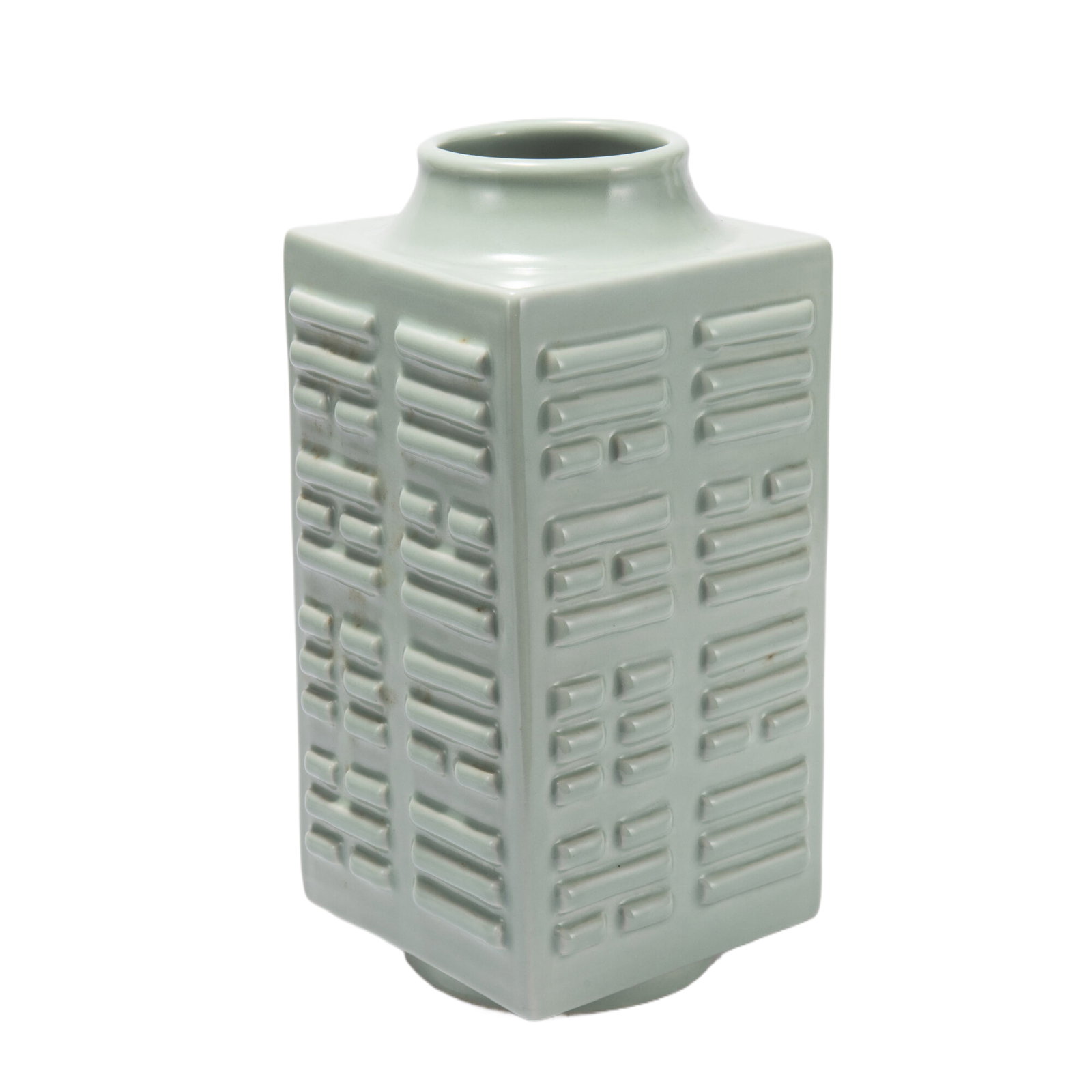 A CELADON GLAZE PORCELAIN CONG STYLE VASE,QIANLONG (1 of 10)